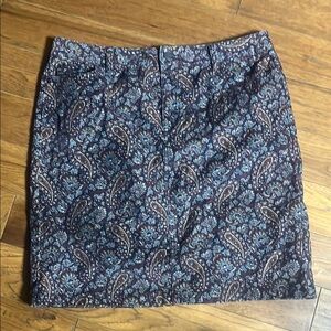L.L. Bean corduroy Navy Paisley Pencil Skirt